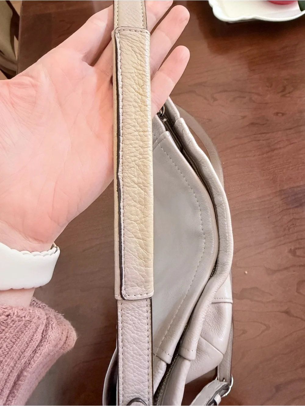 Coach Pebbled Leather Shoulder or Crossbody Purse in Light Taupe